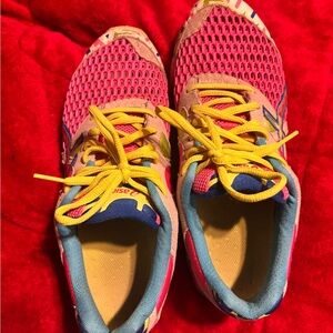 Asics Pink and Yellow Athletic Shoes